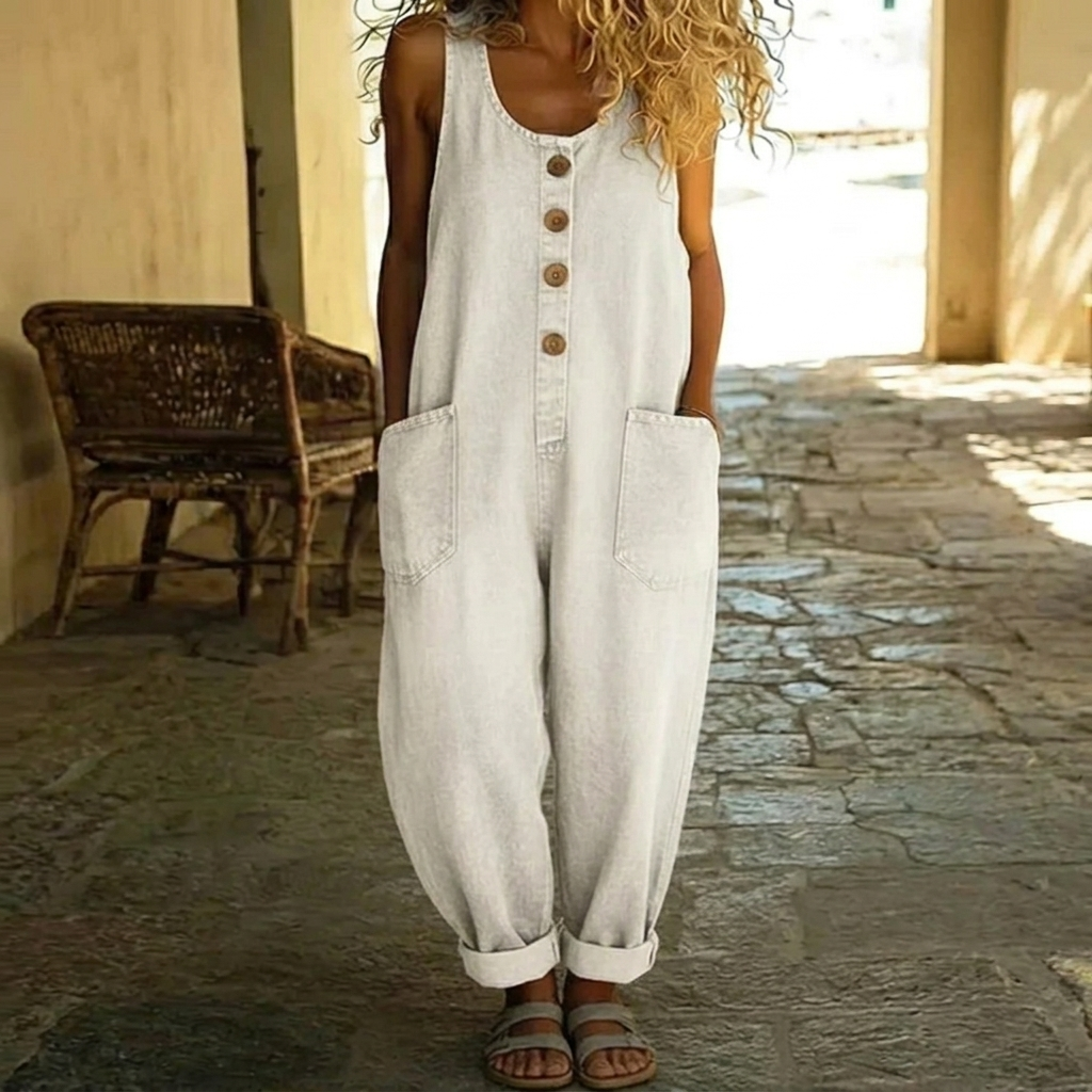 Dames Mouwloze Jumpsuit met Zakken