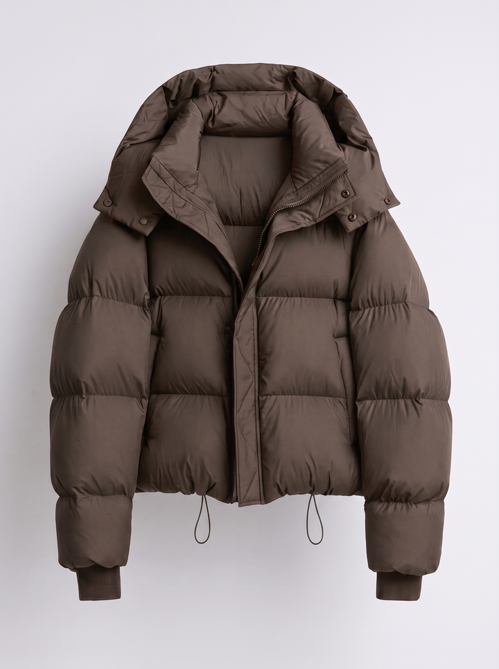 Dames winterjas met capuchon, oversized, korte gewatteerde jas