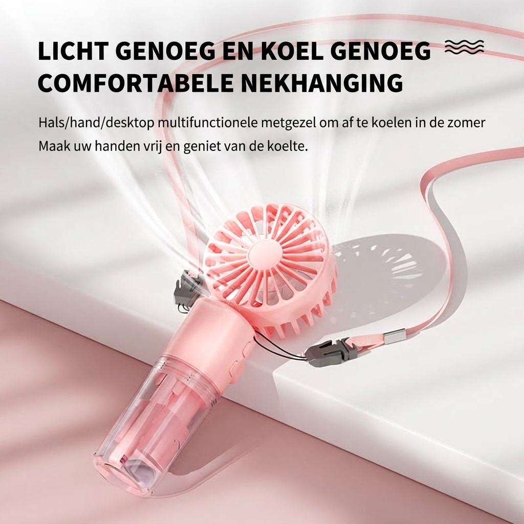 Draagbare Handventilator met Vernevelingsfunctie