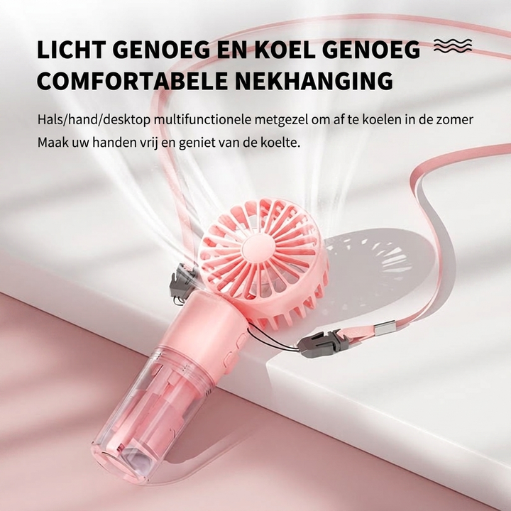 Draagbare Handventilator met Vernevelingsfunctie