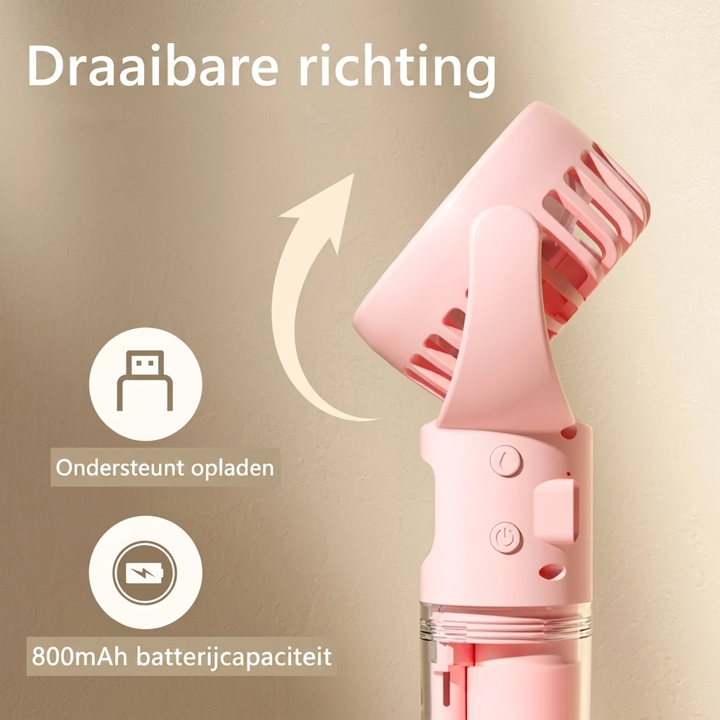 Draagbare Handventilator met Vernevelingsfunctie