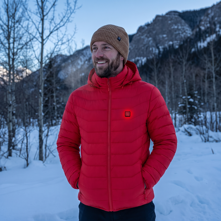 Verwarmde unisex jas met 9 warmtezones en afneembare capuchon