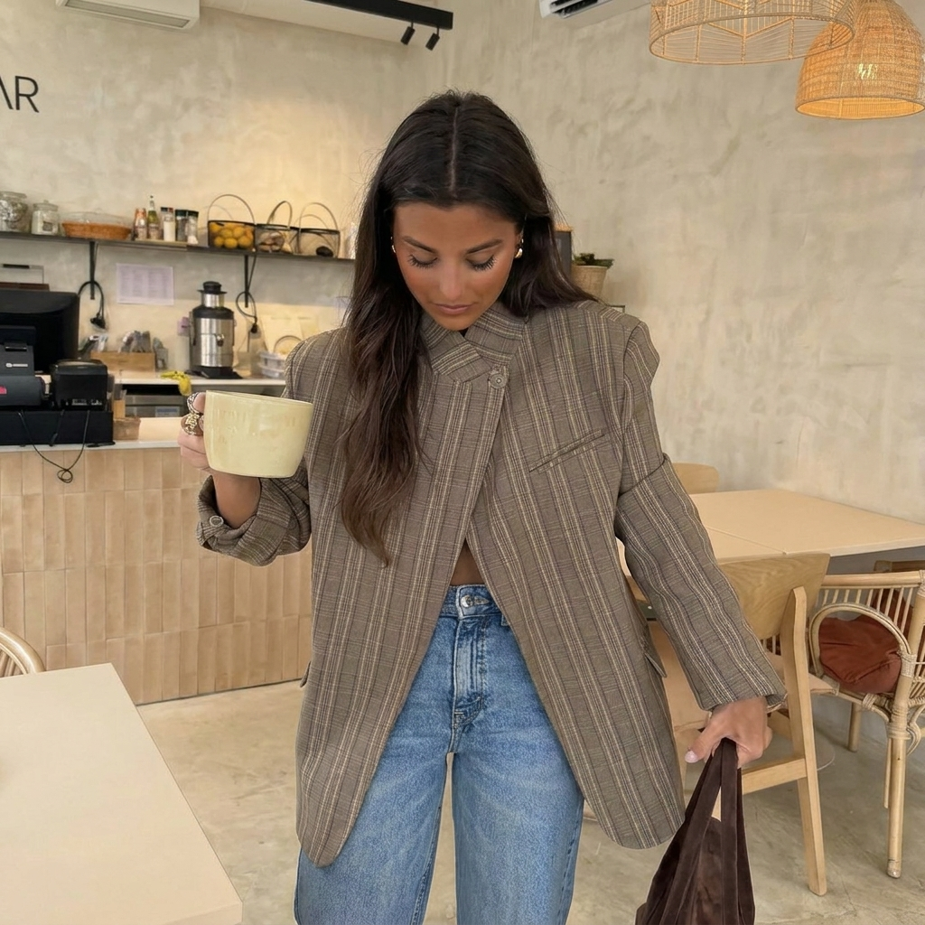 Oversized Blazer met Opstaande Kraag