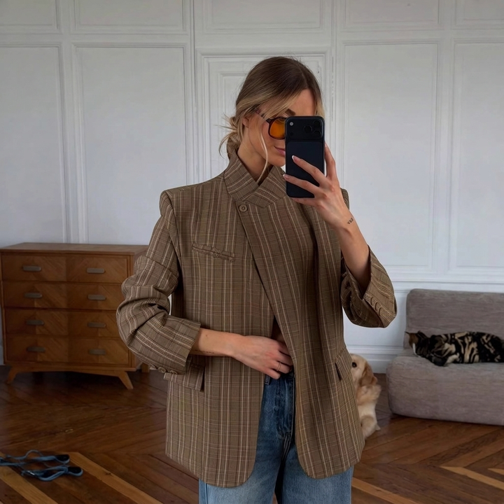 Oversized Blazer met Opstaande Kraag