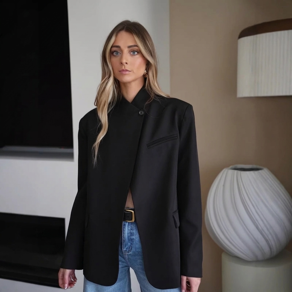 Oversized Blazer met Opstaande Kraag