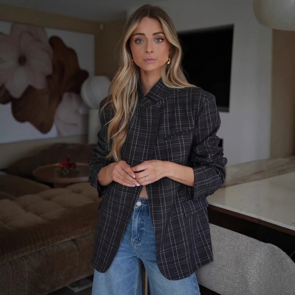 Oversized Blazer met Opstaande Kraag