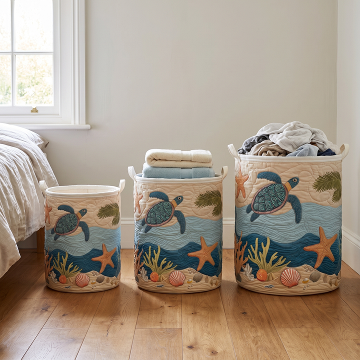 Gewatteerde wasmand met draaghandvatten van zeildoek, zelfstaande wasmand van katoen-polyester