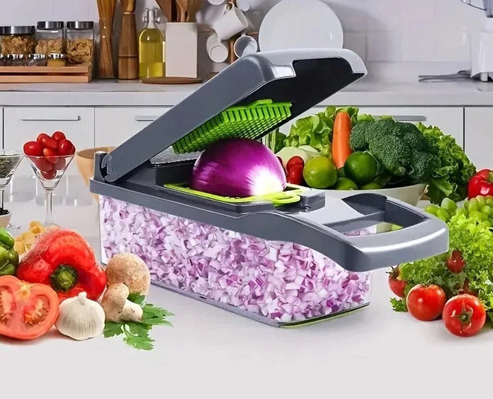 4-in-1 groentesnijder met snij- en rasp-opzetstukken