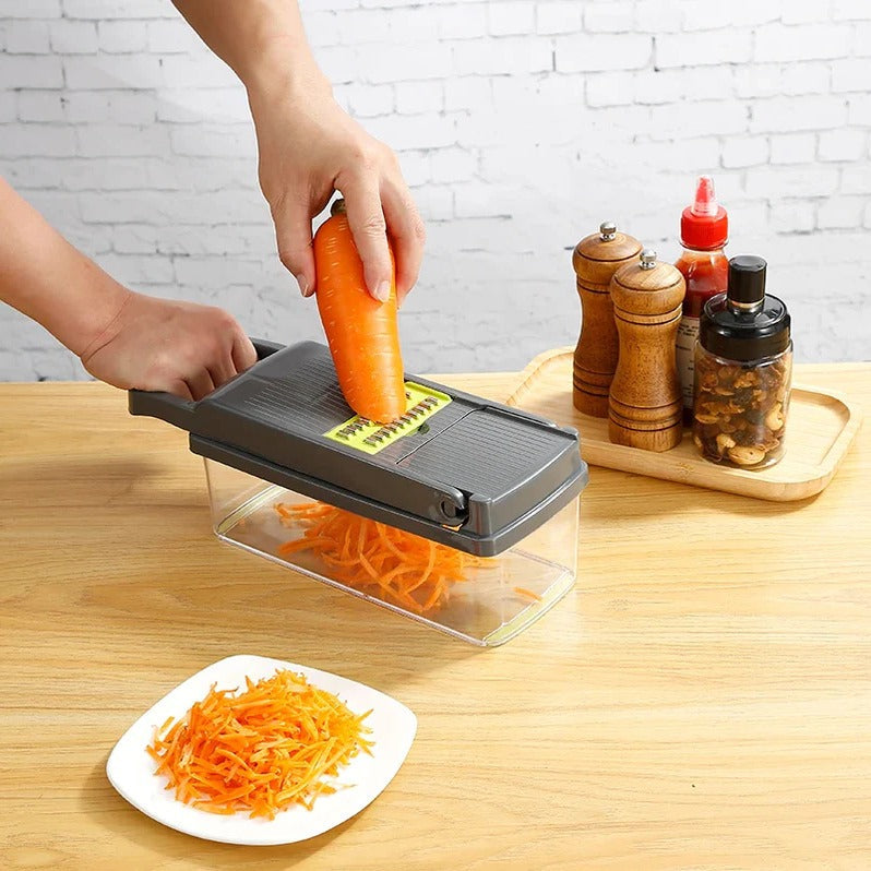 4-in-1 groentesnijder met snij- en rasp-opzetstukken