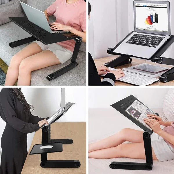 In hoogte verstelbare laptopstandaard met draaibare poten