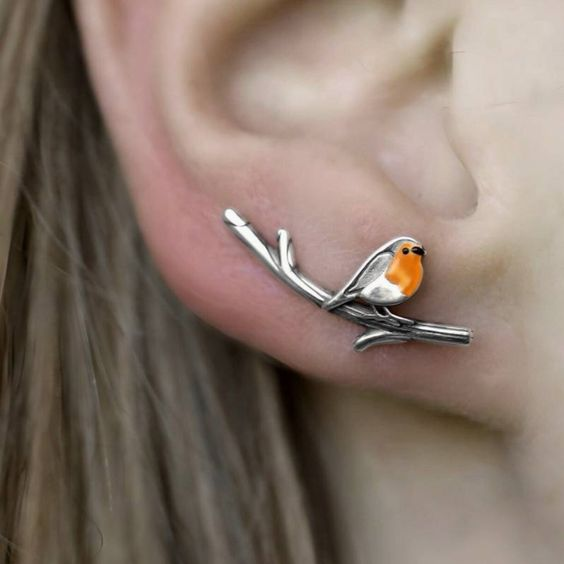 Vintage Birdie Zilveren Oorbellen.