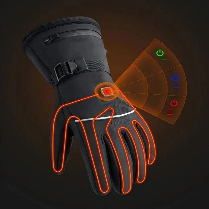 Verwarmde motorhandschoenen met touchscreen vingertoppen