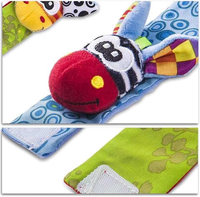 Rammelaar-set voor baby's voor hand en voet (sokken), 4 stuks, katoen, 0–12 maanden