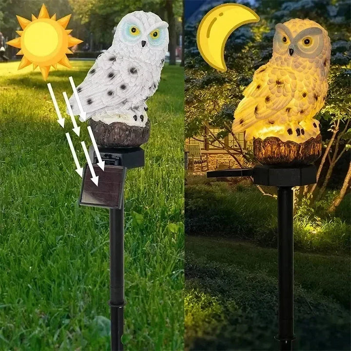Uilen-tuinlamp op zonne-energie met warmwitte led, waterdicht IP65, 45 cm