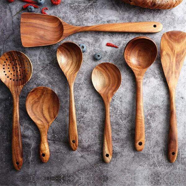 Natuurlijke houten keukengerei voor antiaanbakpannen