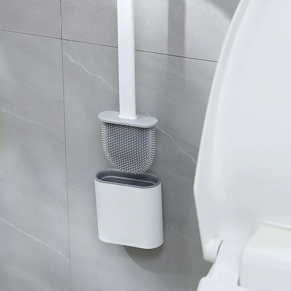 Roestvrije toiletreiniger, antislip siliconen borstel met houder