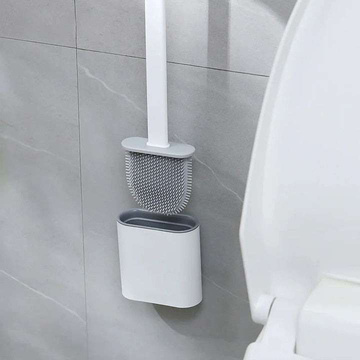 Roestvrije toiletreiniger, antislip siliconen borstel met houder