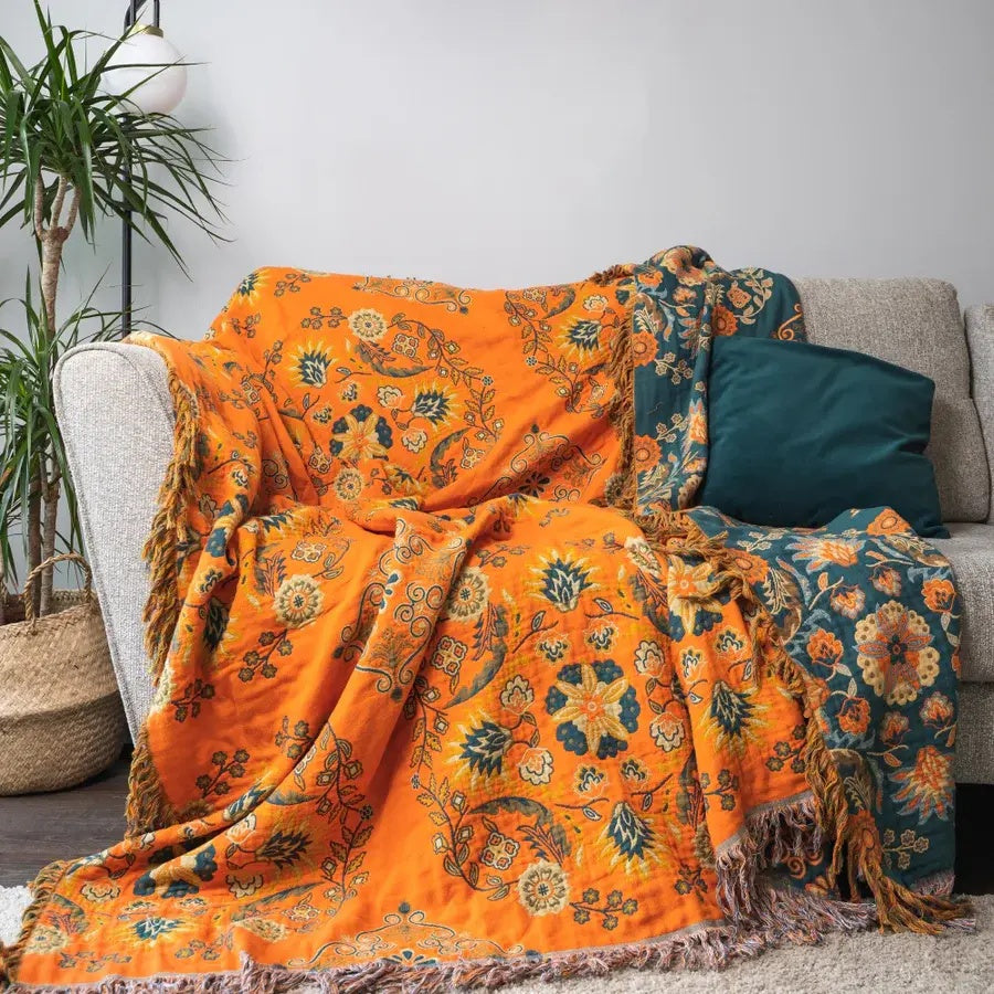 Vintage omkeerbare plaid met bloemenprint