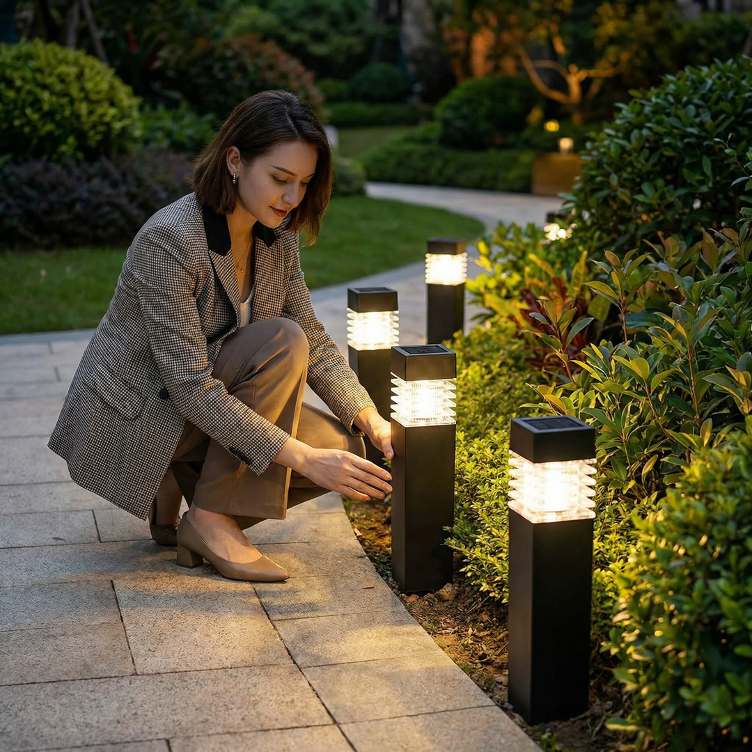 Led-prikspots op zonne-energie voor paden