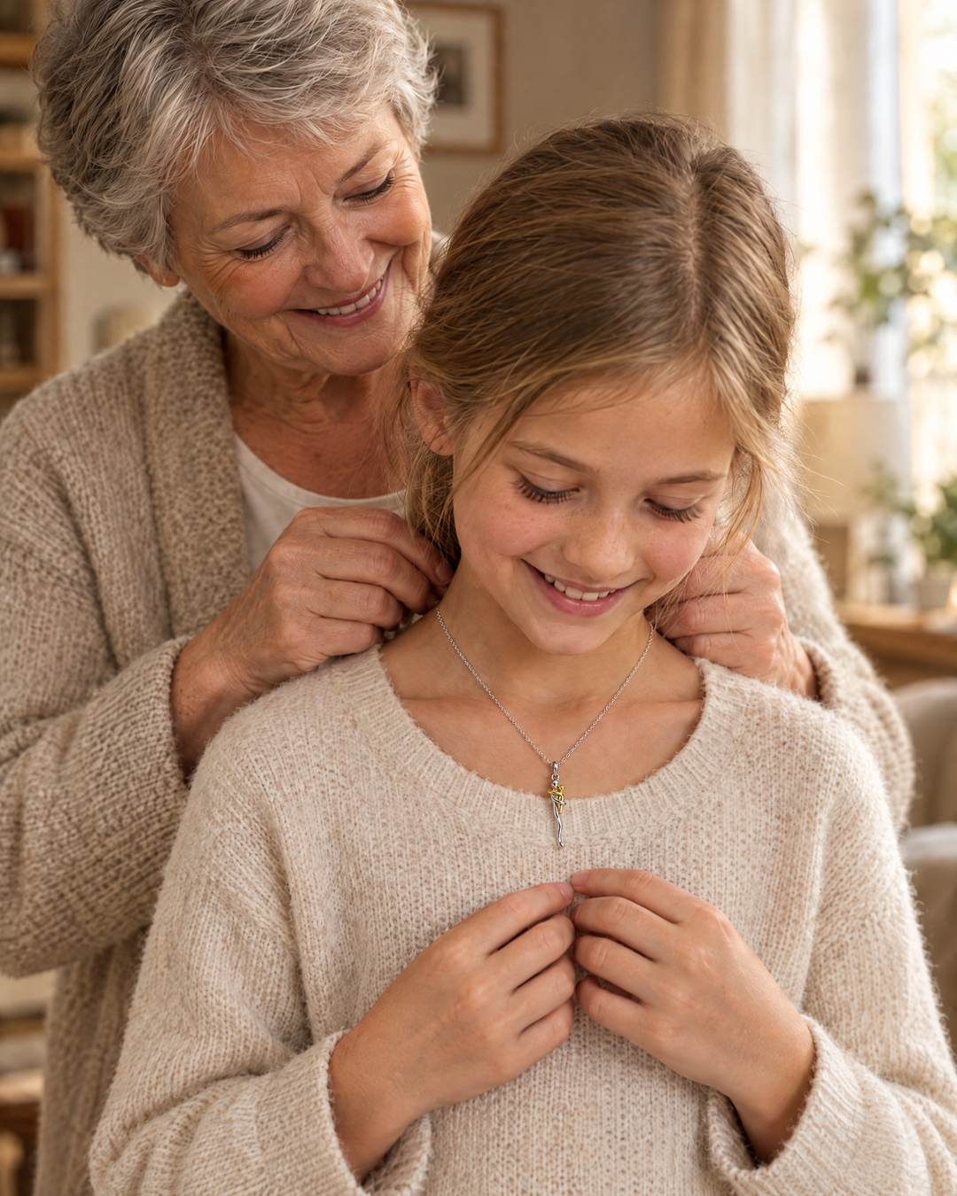 Hanger-ketting voor dochter of kleinkind in zilver- en goudkleur