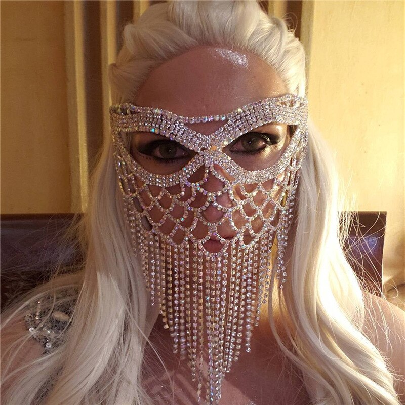 Glanzend sluiermasker | Gezichtssieraad voor maskerade