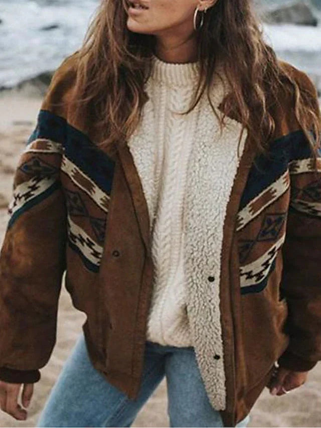 Warme retro pluchen winterjas – Daisy