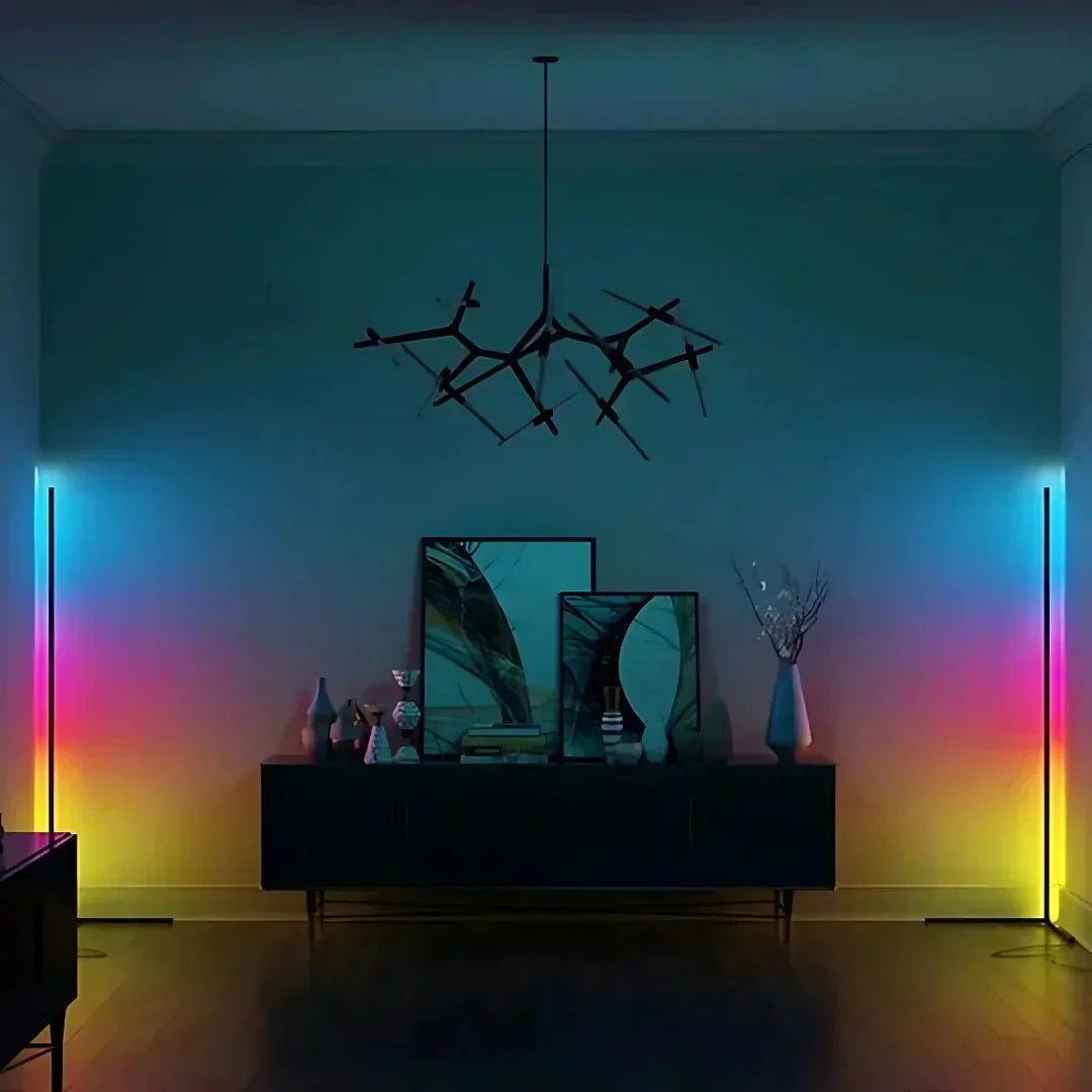 Led-hoekvloerlamp met afstandsbediening: dimbaar, modern design, indirect licht