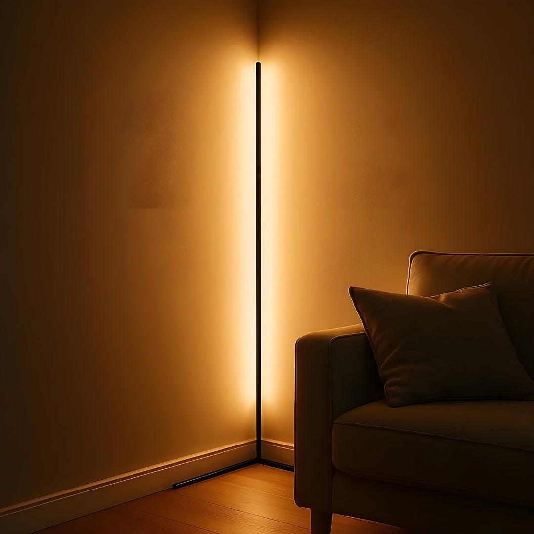 Led-hoekvloerlamp met afstandsbediening: dimbaar, modern design, indirect licht
