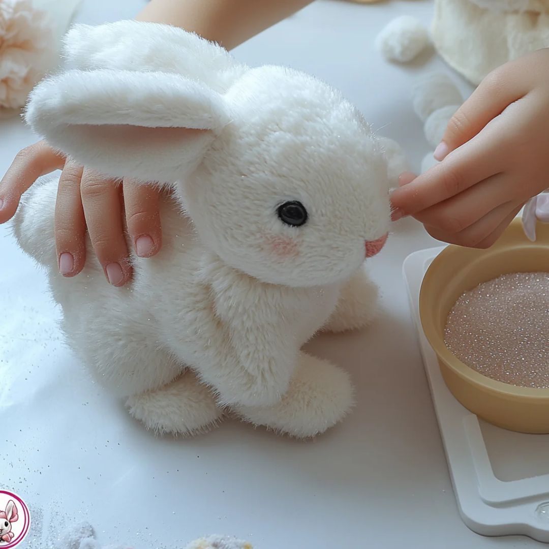Realistische konijnenknuffel, zacht interactief dier voor kinderen