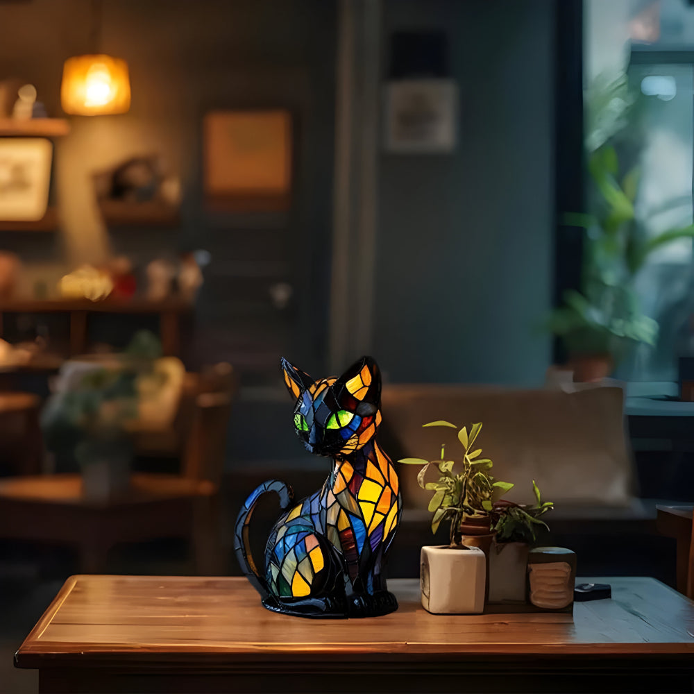 Tafellamp in kattenvorm, zachte kleurwisselende sfeerverlichting voor in huis