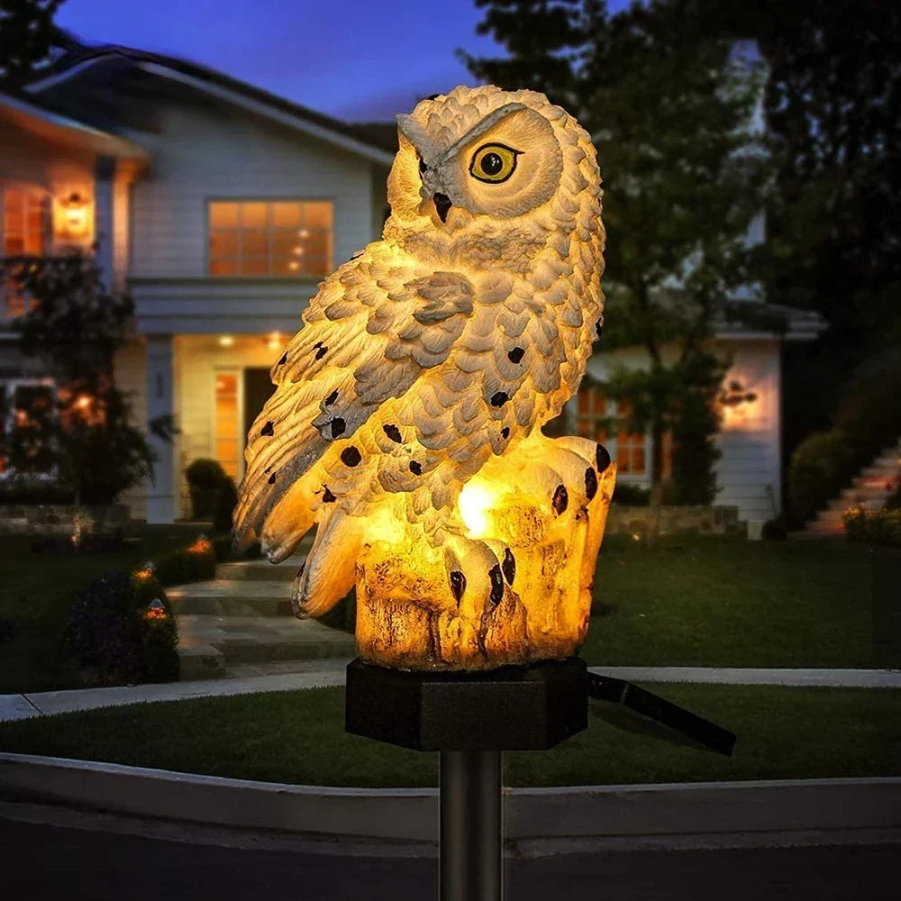Uilen-tuinlamp op zonne-energie met warmwitte led, waterdicht IP65, 45 cm