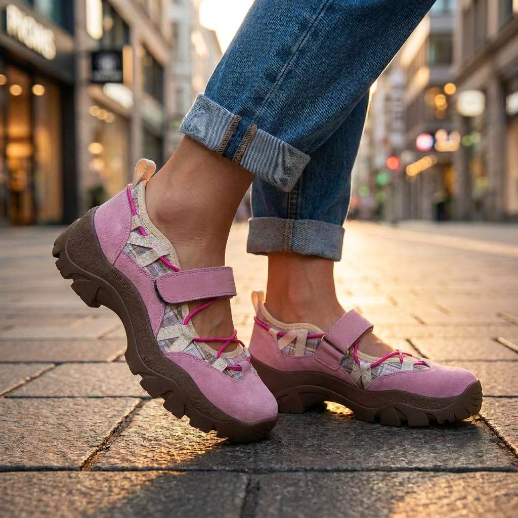 Comfortabele damesslippers met klittenbandbandje | Lichte instapschoenen