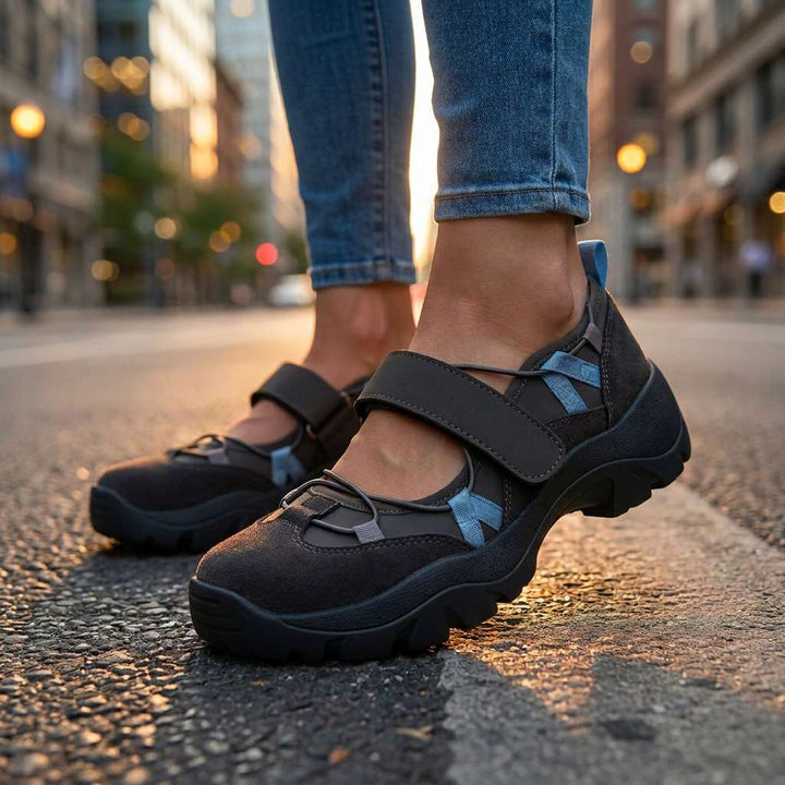 Comfortabele damesslippers met klittenbandbandje | Lichte instapschoenen