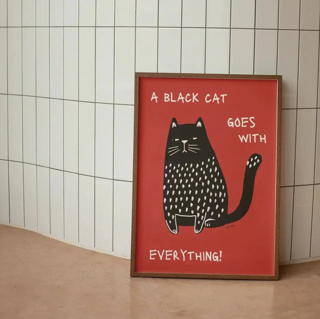 Moderne zwarte kat wanddecoratie voor in huis