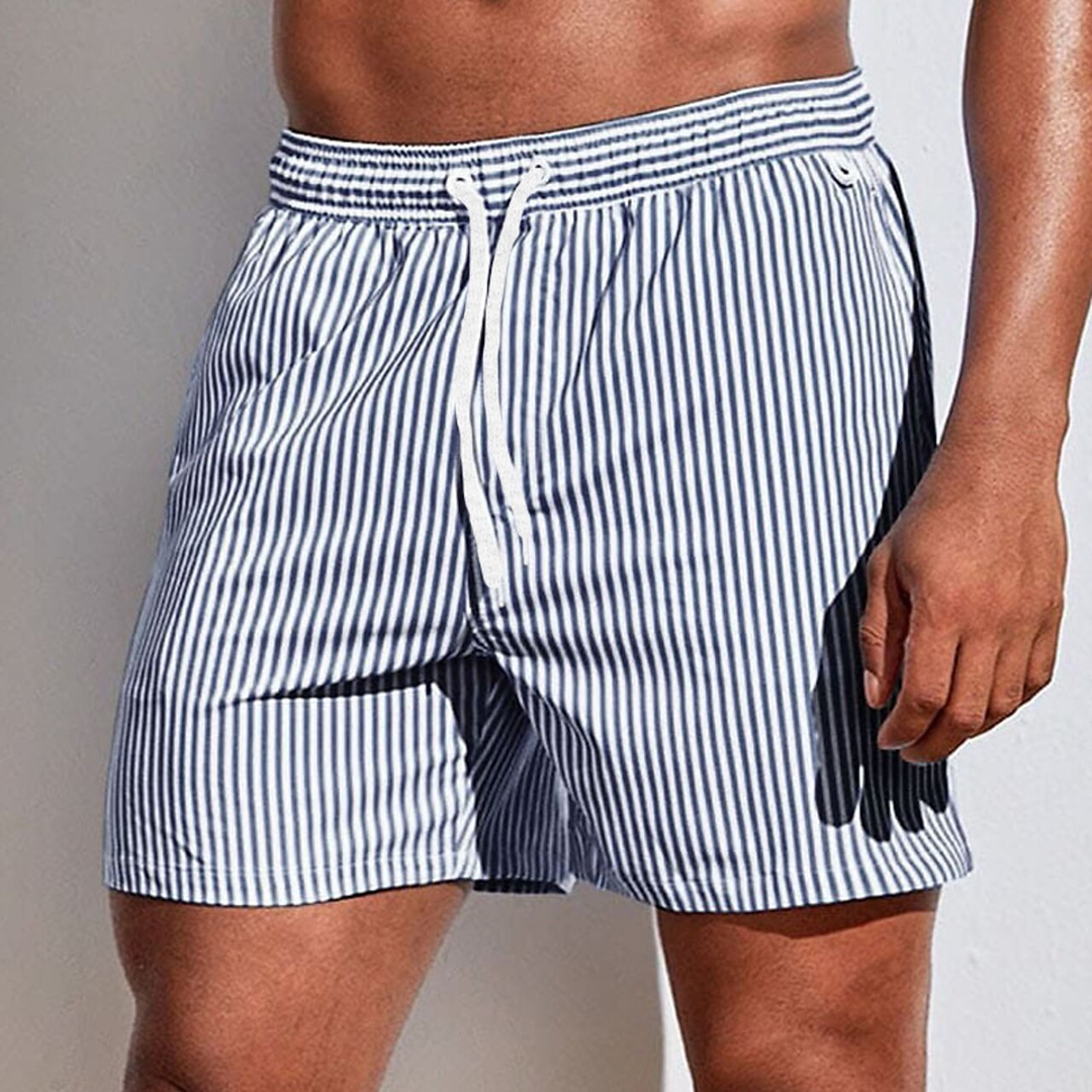 Heren Gestreepte Shorts met Trekkoord