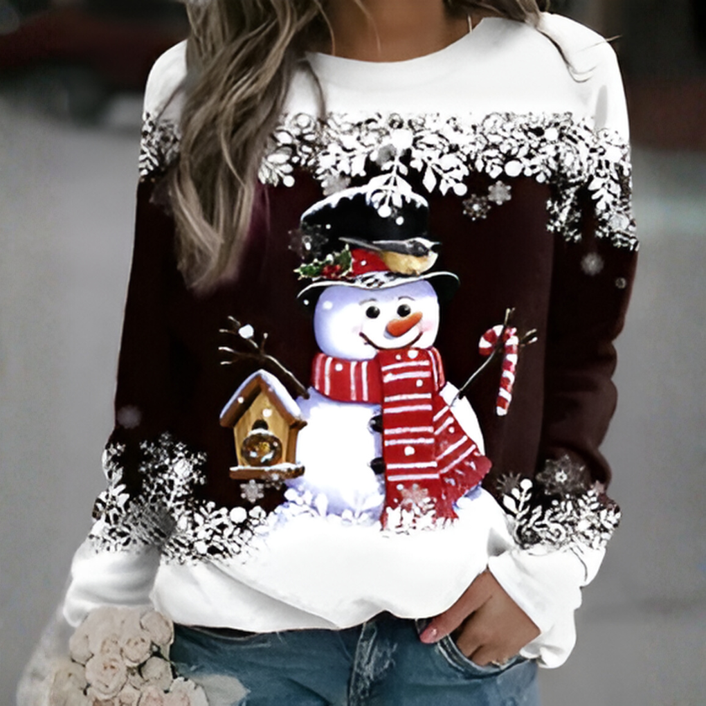 Kersttrui met sneeuwvlokprint voor dames