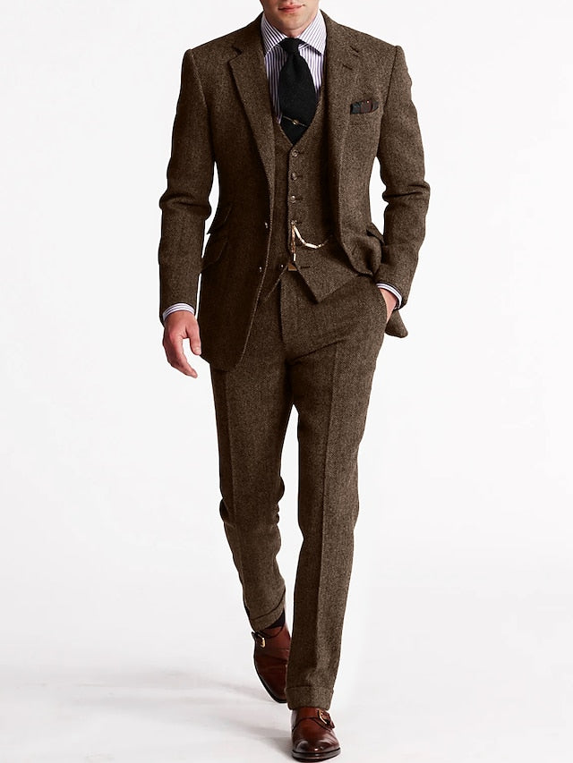 Klassiek driedelig tweed herenkostuum