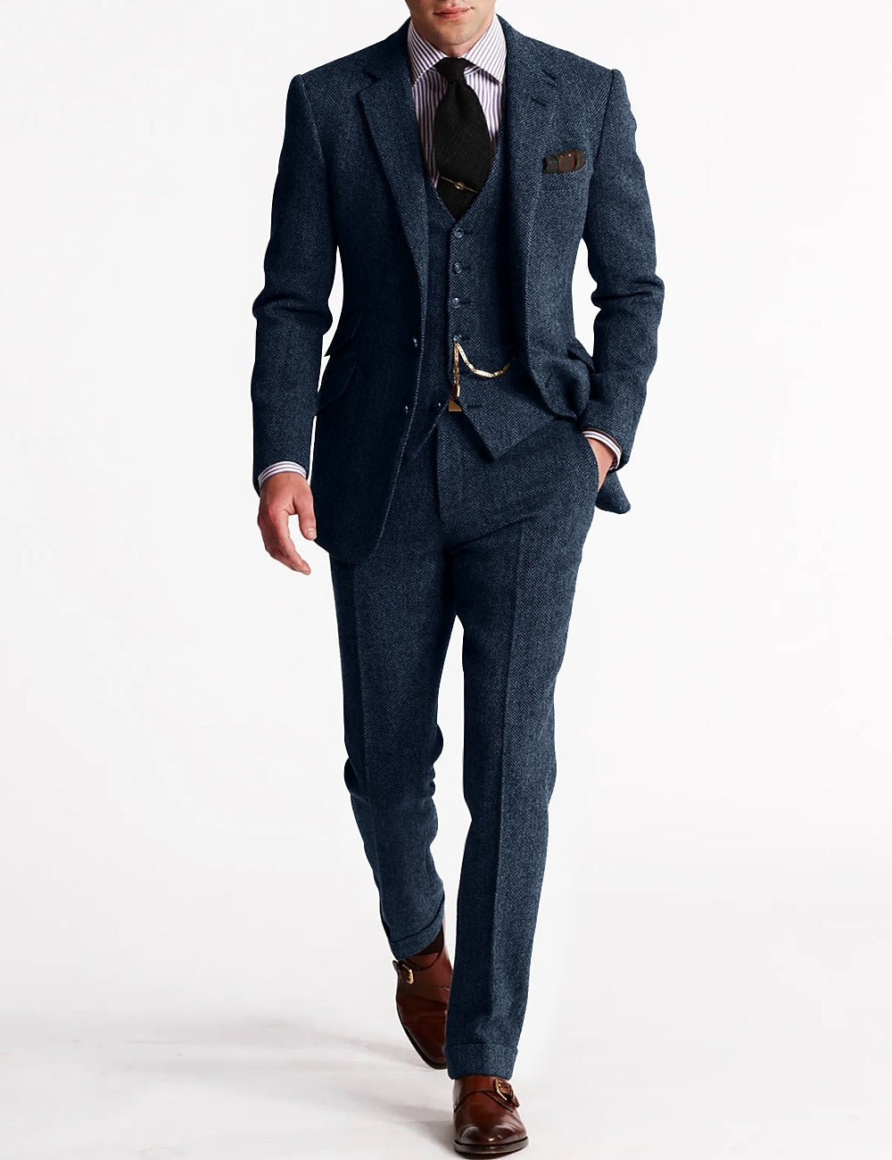 Klassiek driedelig tweed herenkostuum