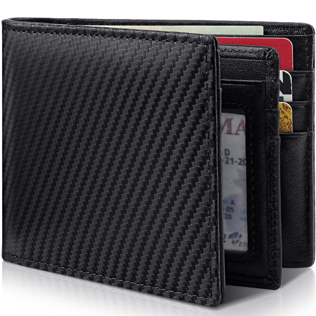 Bifold-portemonnee voor heren van echt leer met RFID-bescherming