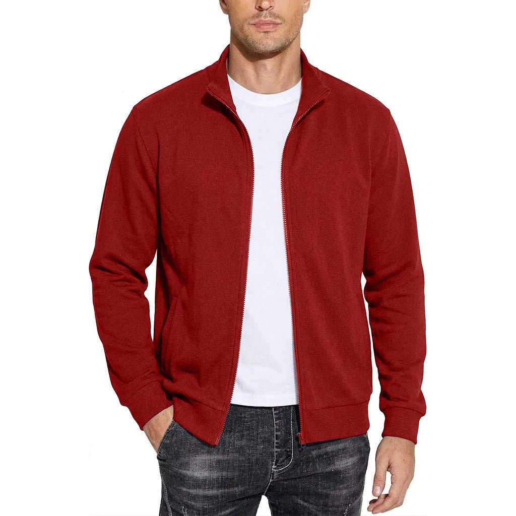 Herenvest van katoenen sweatstof met rits, ademend, klassiek los model