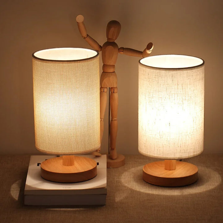 Moderne Houten Lamp voor Nachtkastje | Dimbaar & Afstandsbediening