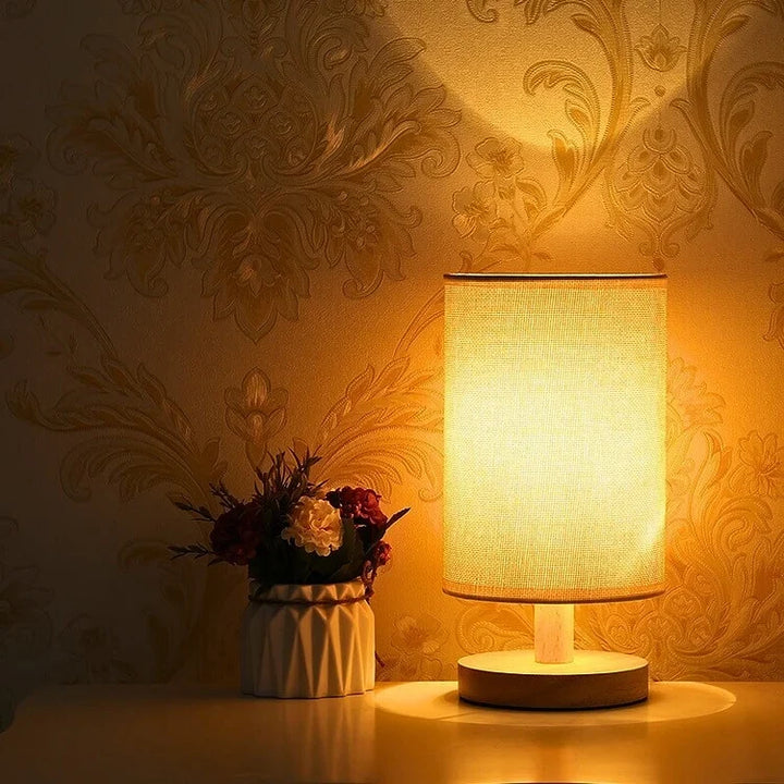Moderne Houten Lamp voor Nachtkastje | Dimbaar & Afstandsbediening