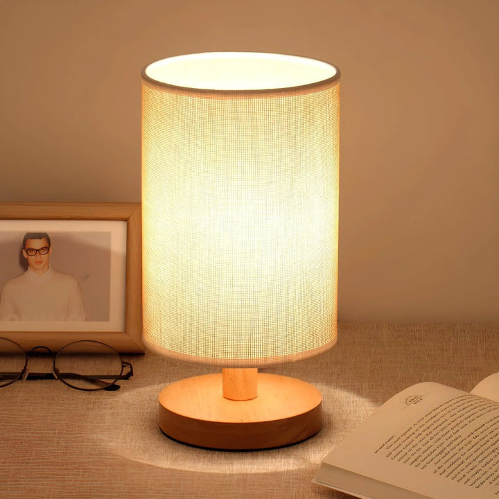 Moderne houten nachtkastlamp