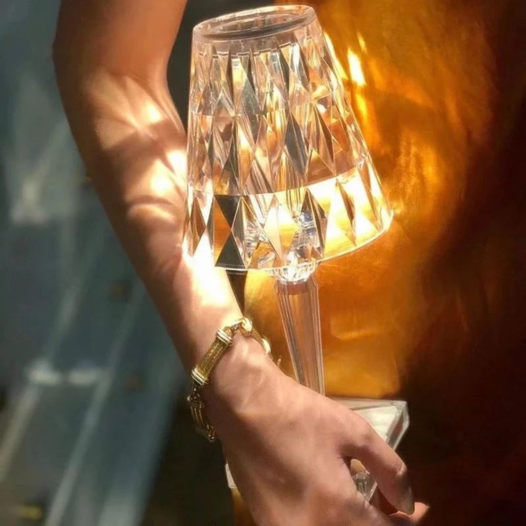 Elegante kristallen accentlamp, dimbare oplaadbare verlichting voor thuis
