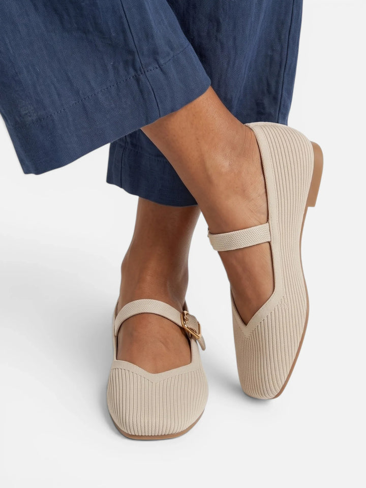 Gebreide Mary Jane Ballerina's voor Dames met Vierkante Neus