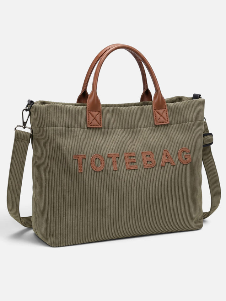 Ribfluwelen Shopper voor Dames met Letters