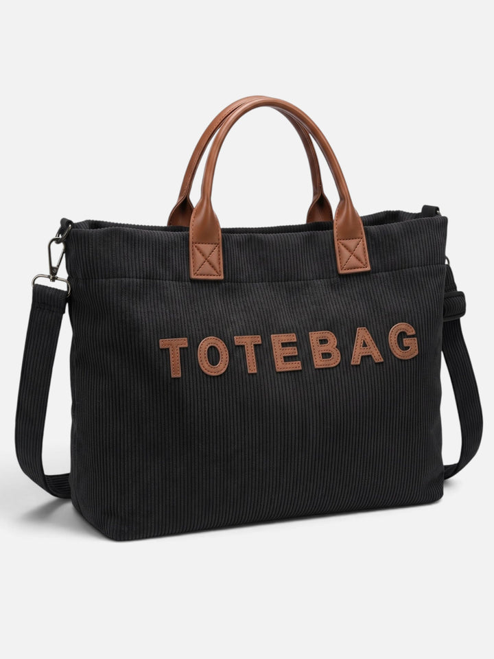 Ribfluwelen Shopper voor Dames met Letters