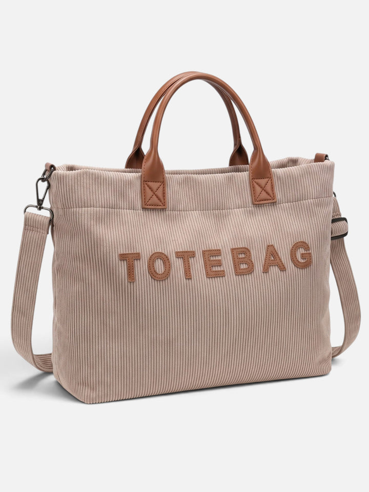 Ribfluwelen Shopper voor Dames met Letters