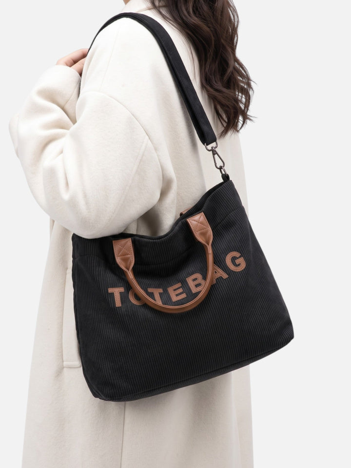 Ribfluwelen Shopper voor Dames met Letters