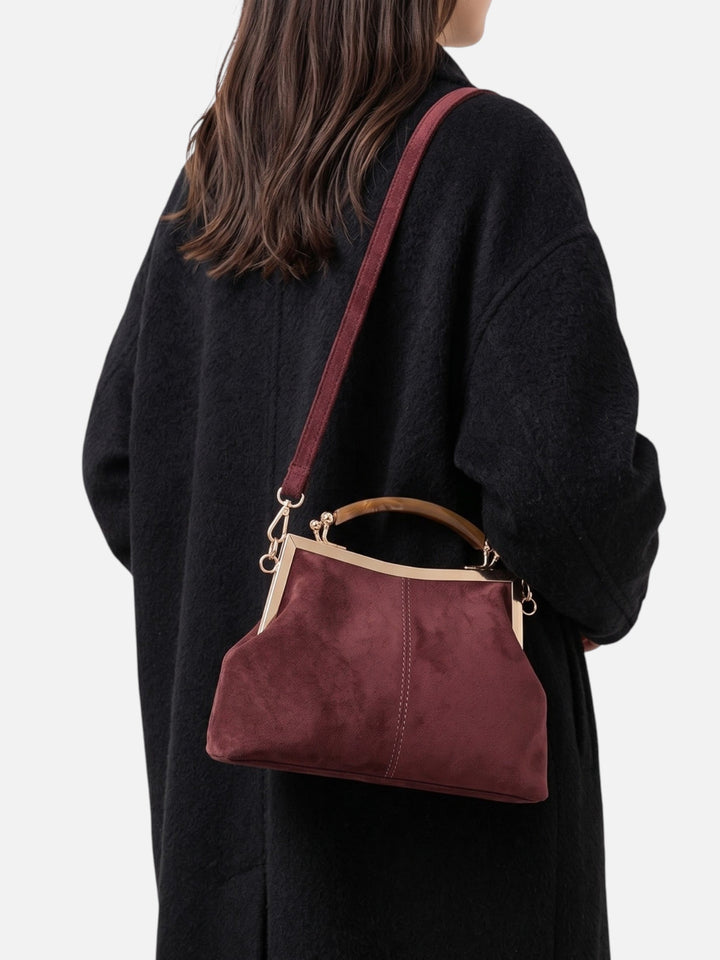 Crossbody Tas voor Dames in Suèdelook met Goudkleurige Sluiting